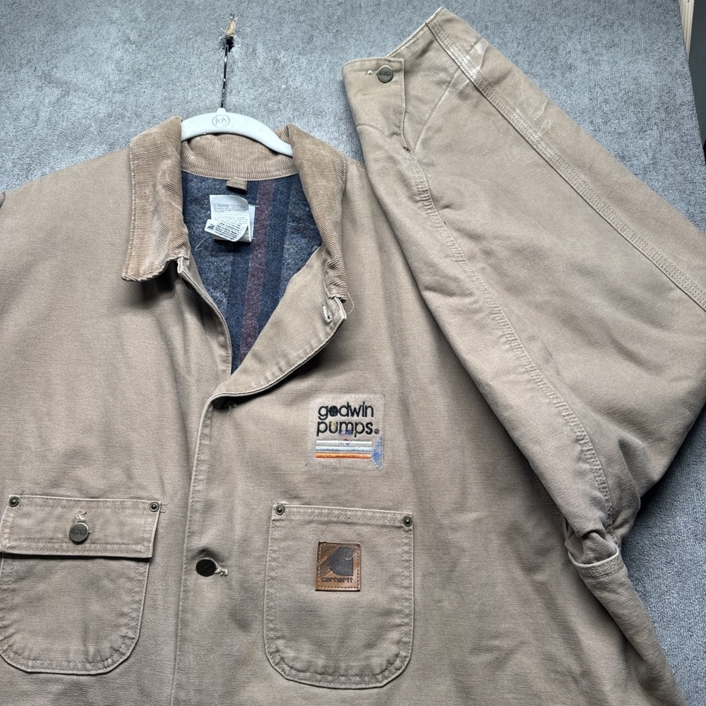 Carhartt Duck Chore Coat Jacket 4XL Tall Tan Blanket Lined Made in USA Workwear - Picture 1 of 15